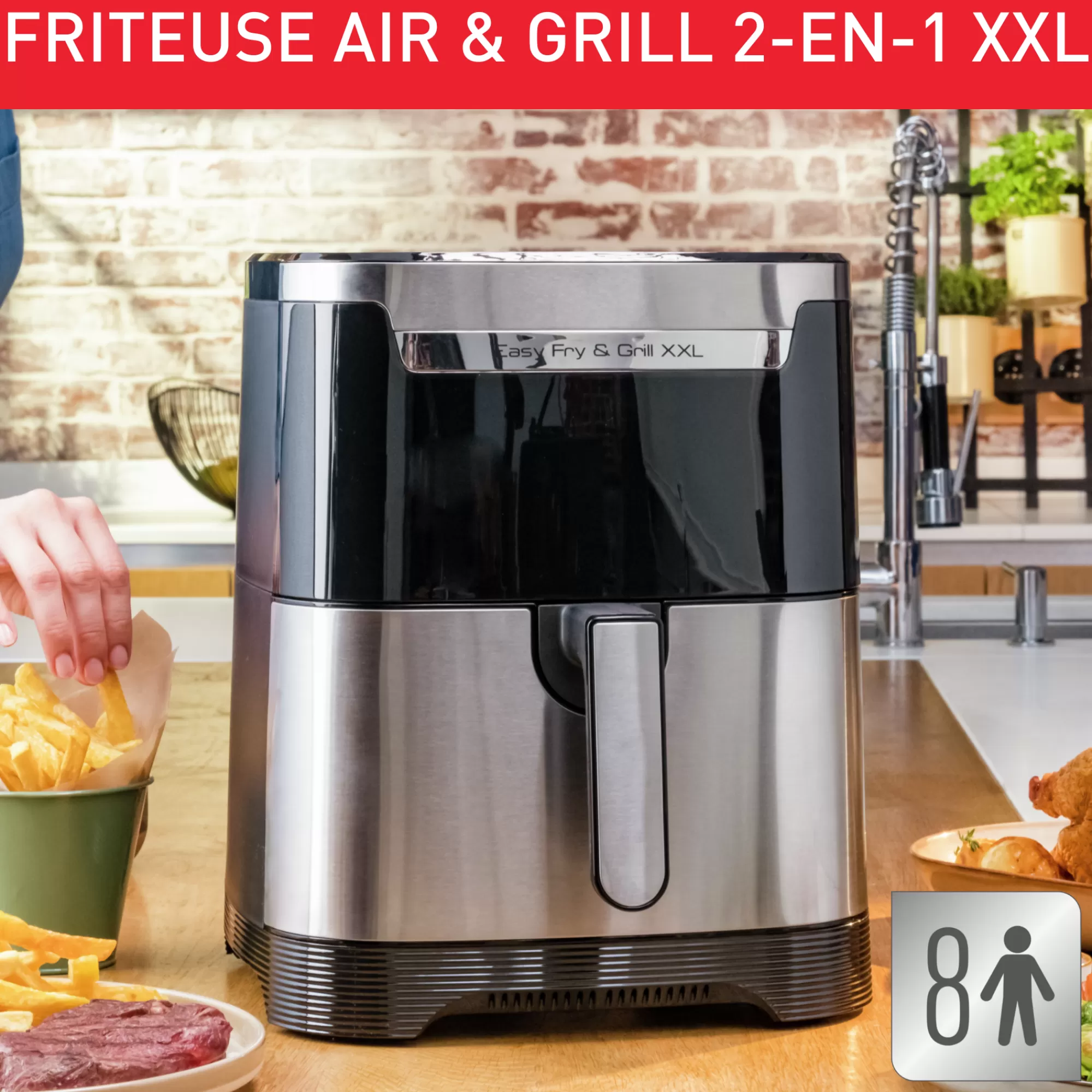 Moulinex Friteuse à Air Easy Fry & Grill XXL 6,5 L, Air Fryer, Grill, 8 Prog., 2 Zones Cuisson- Air Fryers - Friteuses Sans Huile