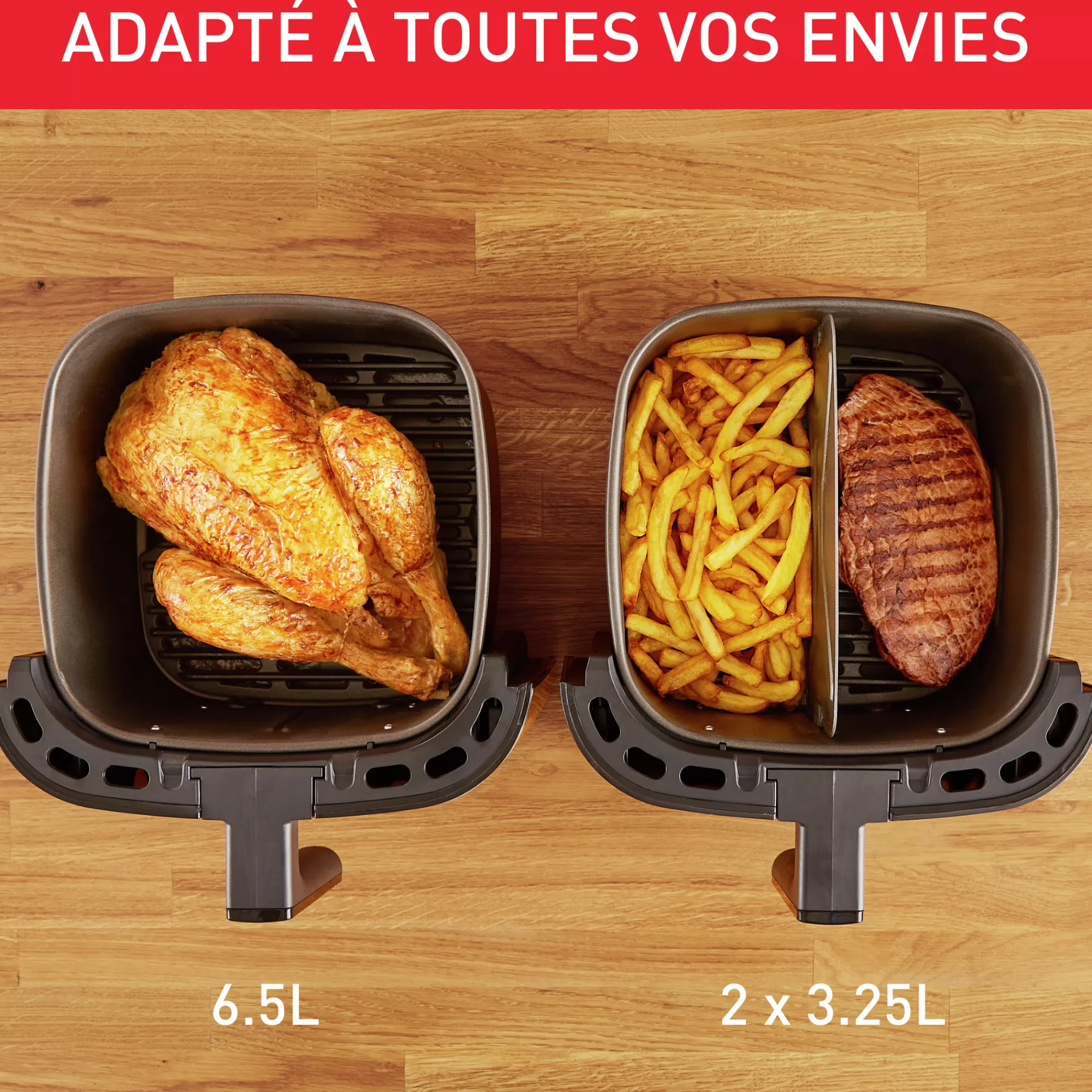 Moulinex Friteuse à Air Easy Fry & Grill XXL 6,5 L, Air Fryer, Grill, 8 Prog., 2 Zones Cuisson- Air Fryers - Friteuses Sans Huile