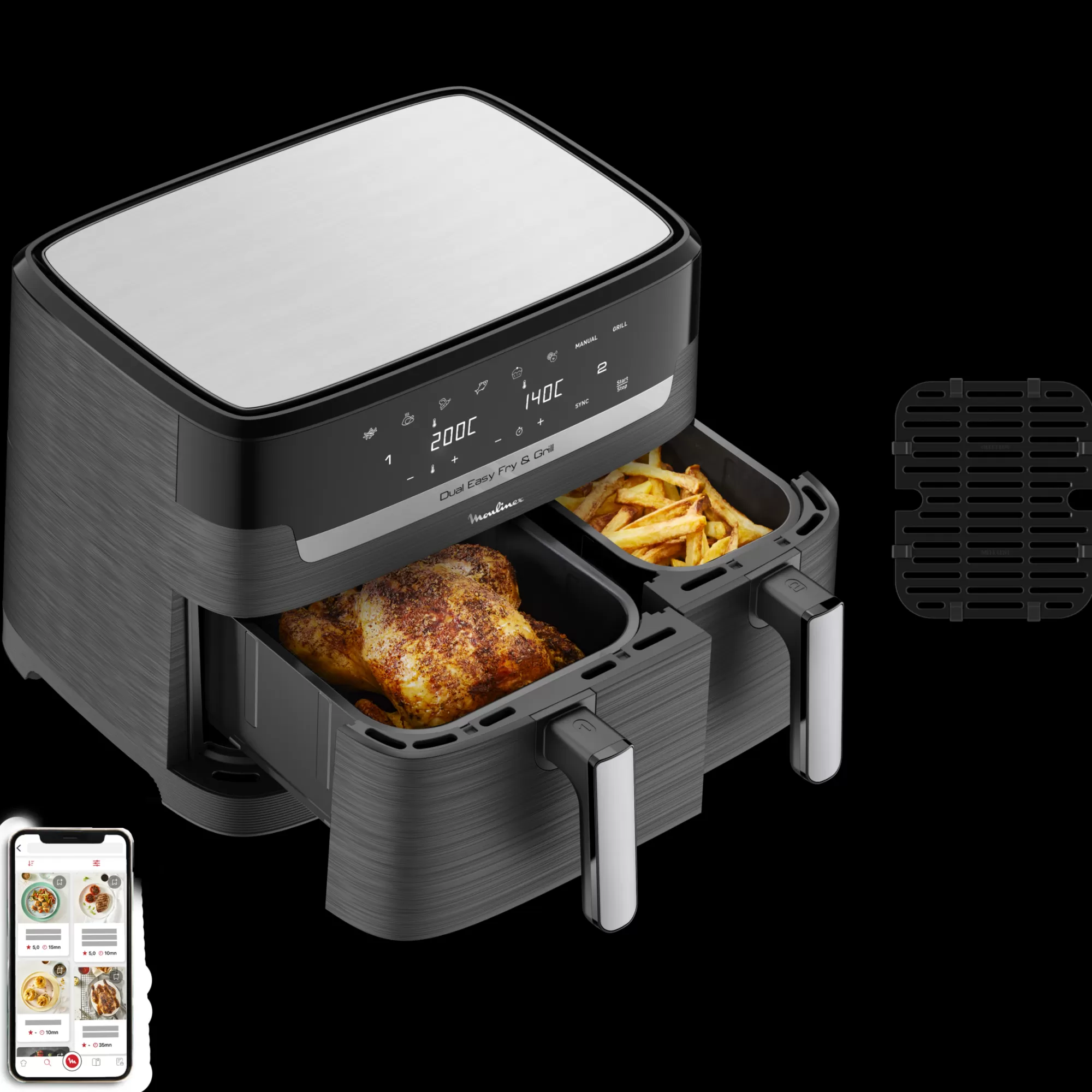 Moulinex FRITEUSE A AIR DUAL EASY FRY & GRILL 8,3 L- Air Fryers - Friteuses Sans Huile