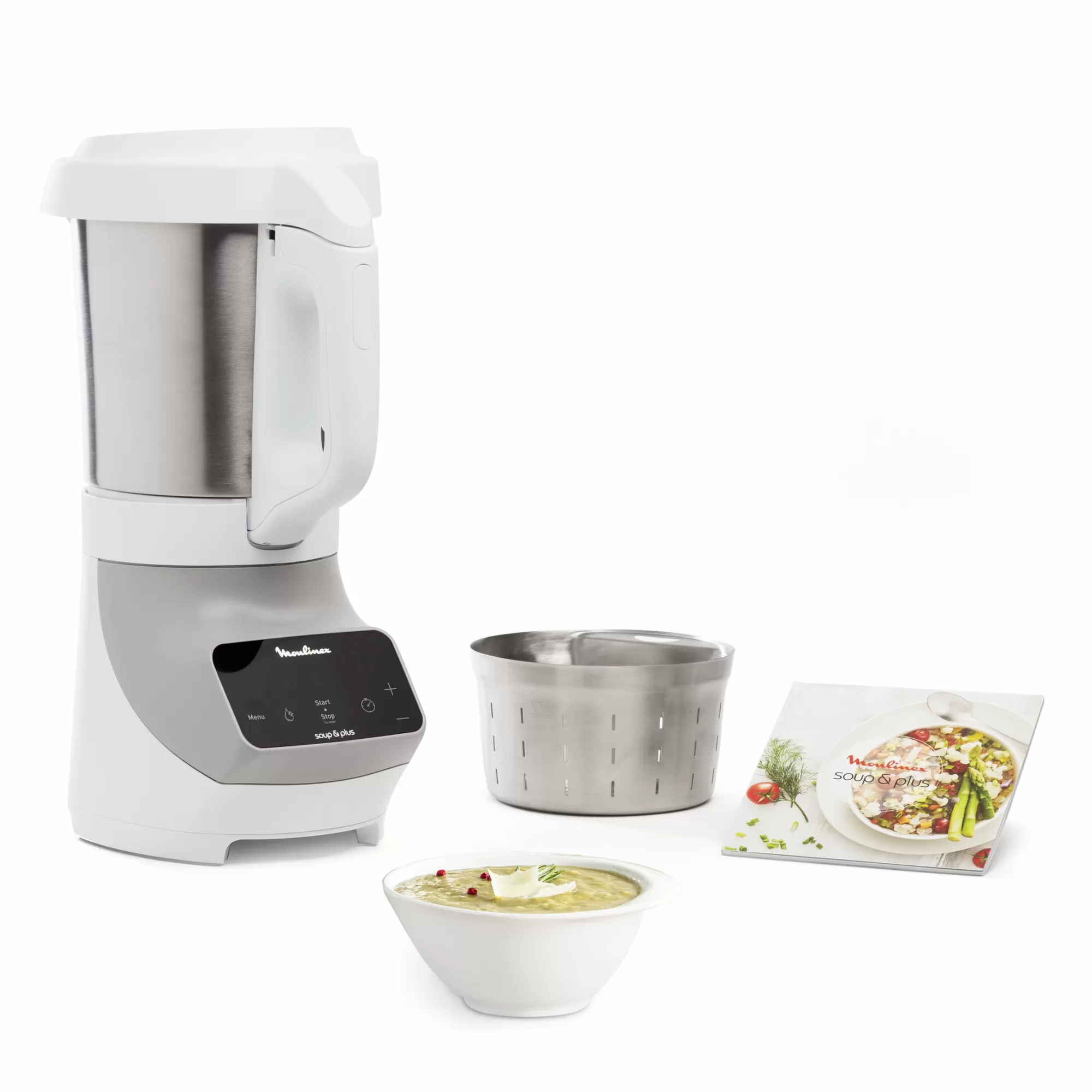 Moulinex Soup&plus Gris 1100 W + Panier Vapeur Inox- Blenders Chauffants Et Soup Makers